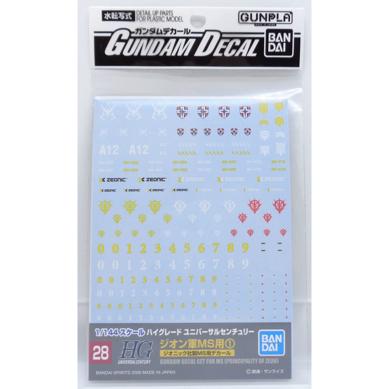 ガンダムデカール 028 MG 汎用 ジオン MS 1
