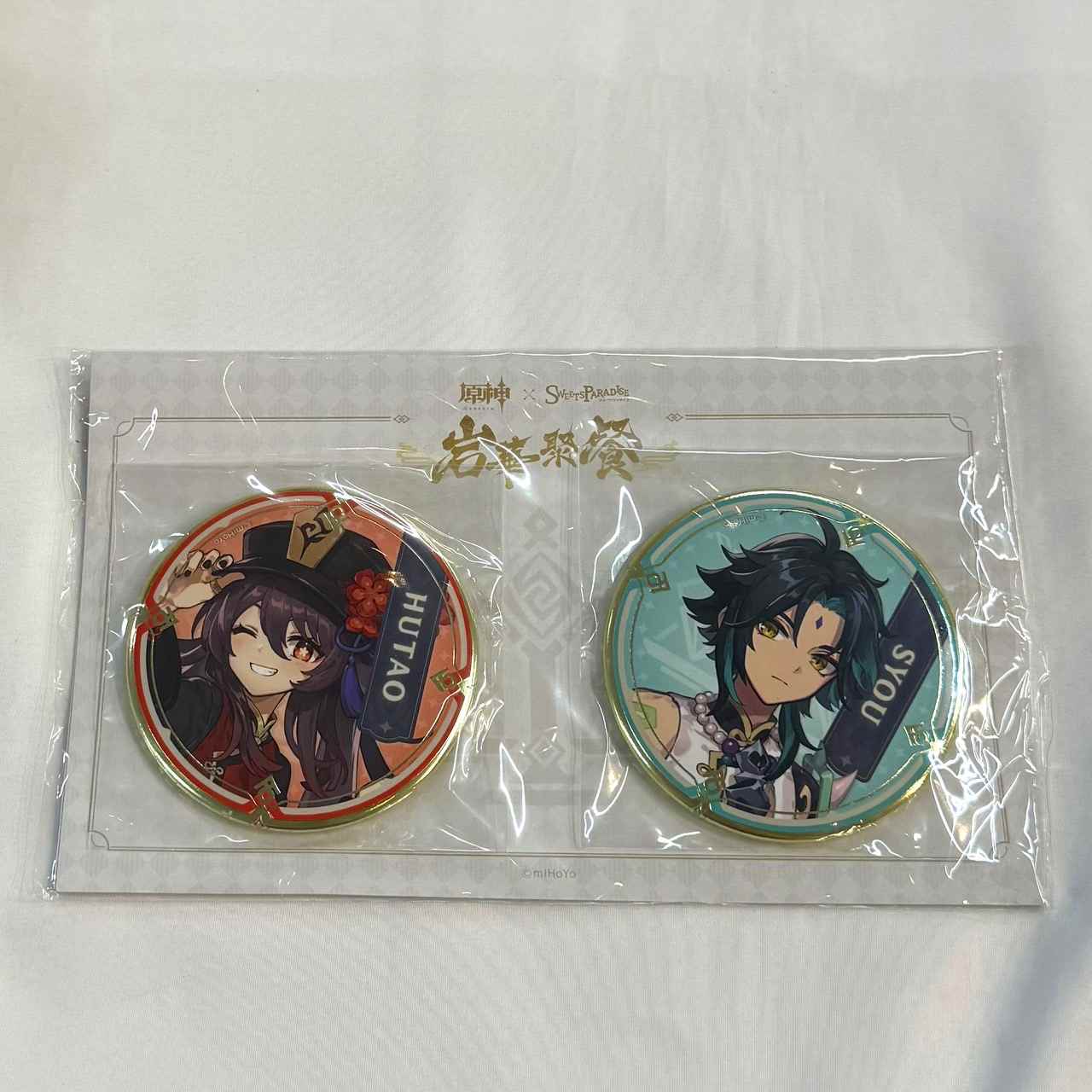 原神×SWEETS PARADISE -岩華聚餐- 缶バッジセット ショウ&胡桃