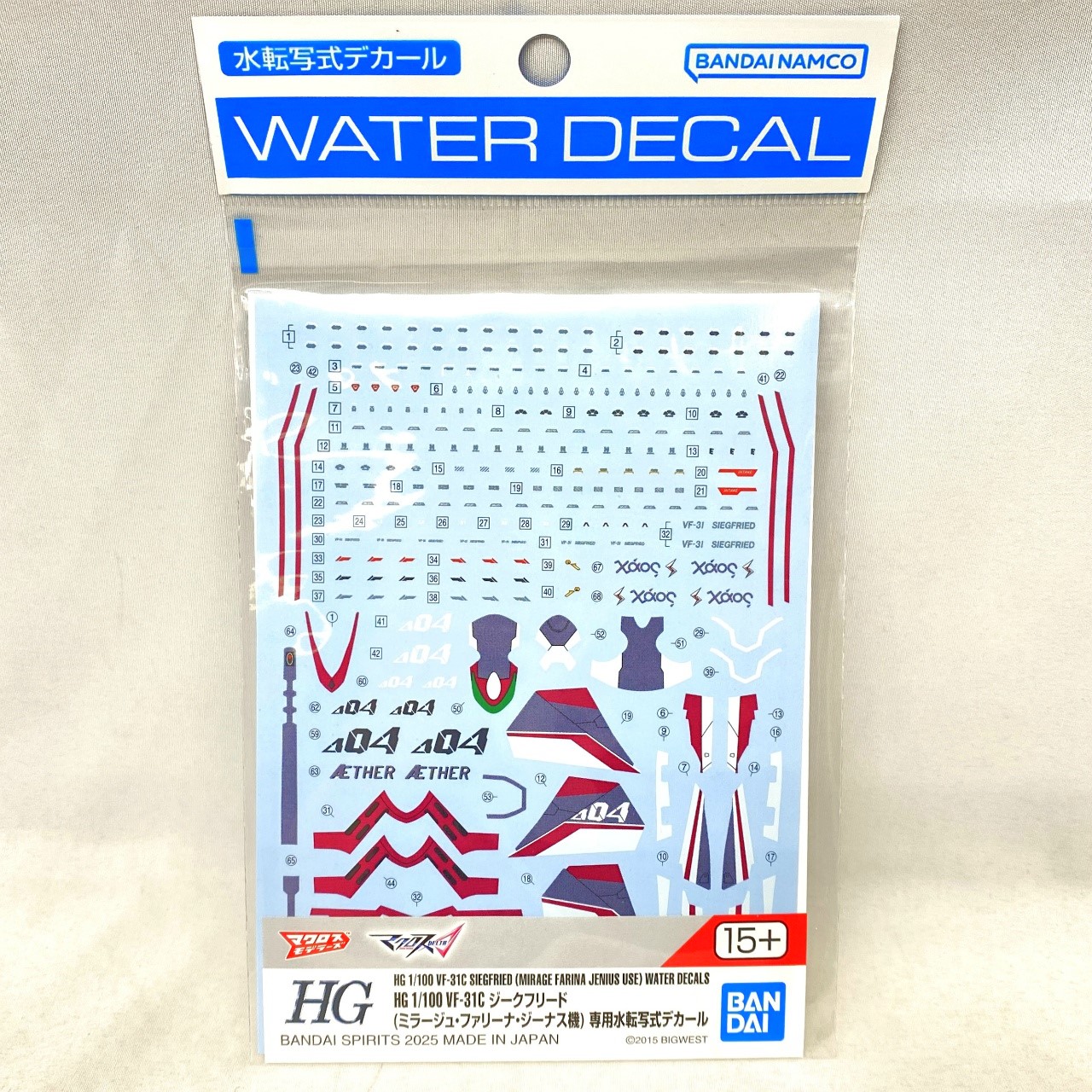 HG 1/100 VF-31C 専用水転写式デカール