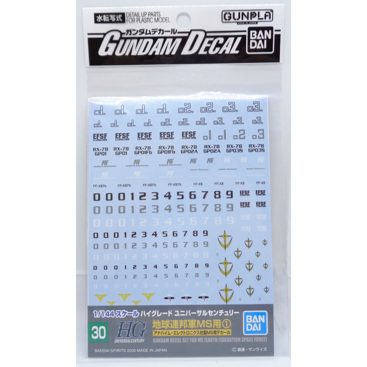 ガンダムデカール GD30 HGUC 汎用-地球連邦軍MS用(1)