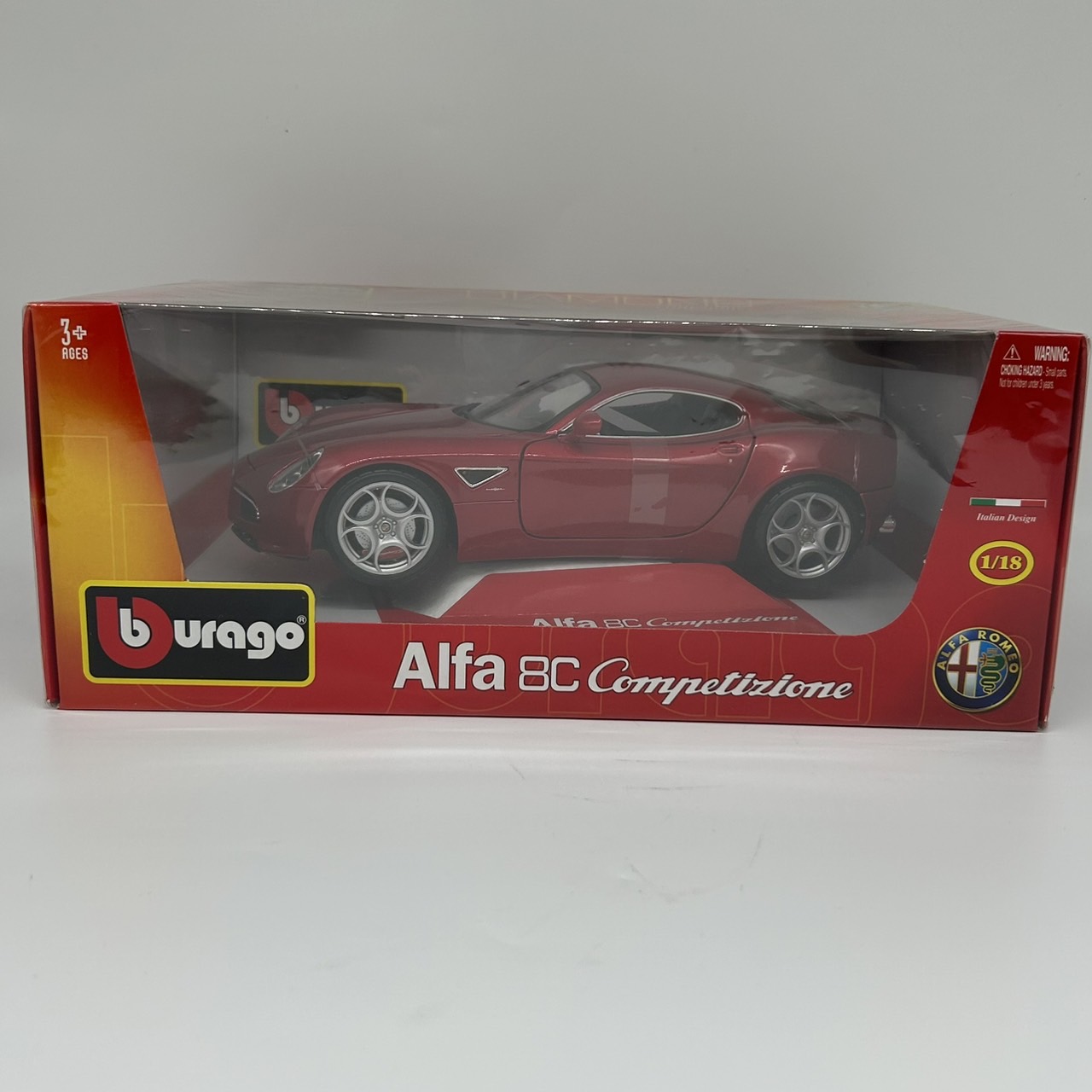 burago  diecast car 1/18 Alfaromeo 8C Competizione 2007 metallic red