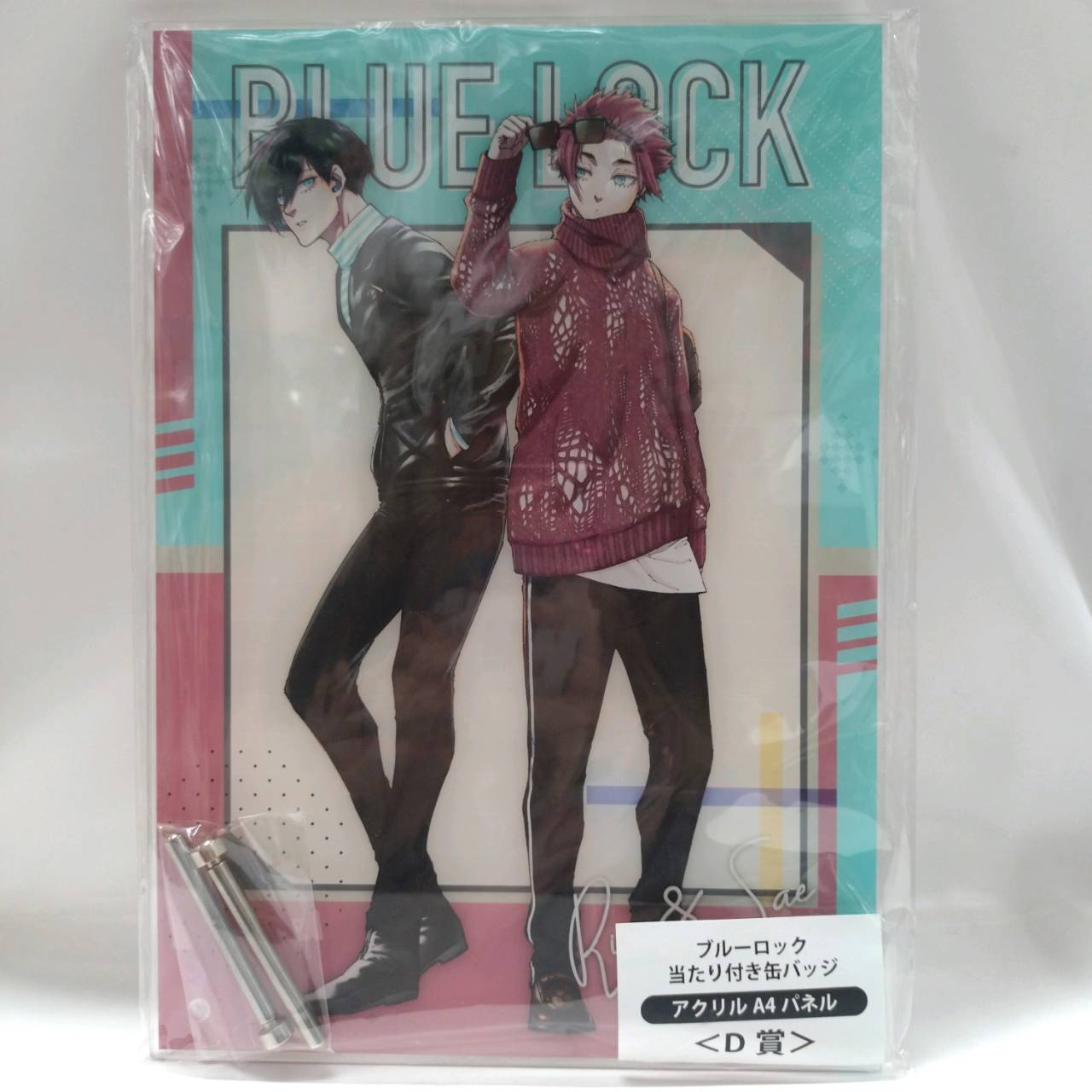 Blue Lock A hit Button Badges Φ75mm Prize C acrylic A4 panel Rin Itoshi & Sae Itoshi