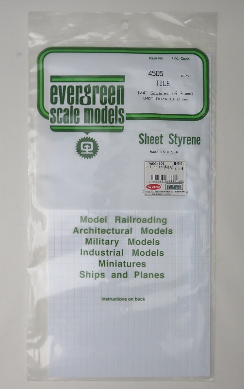 evergreen scale models Polystyrene Square Tile (Deep Cut) 1.0x6.3mm