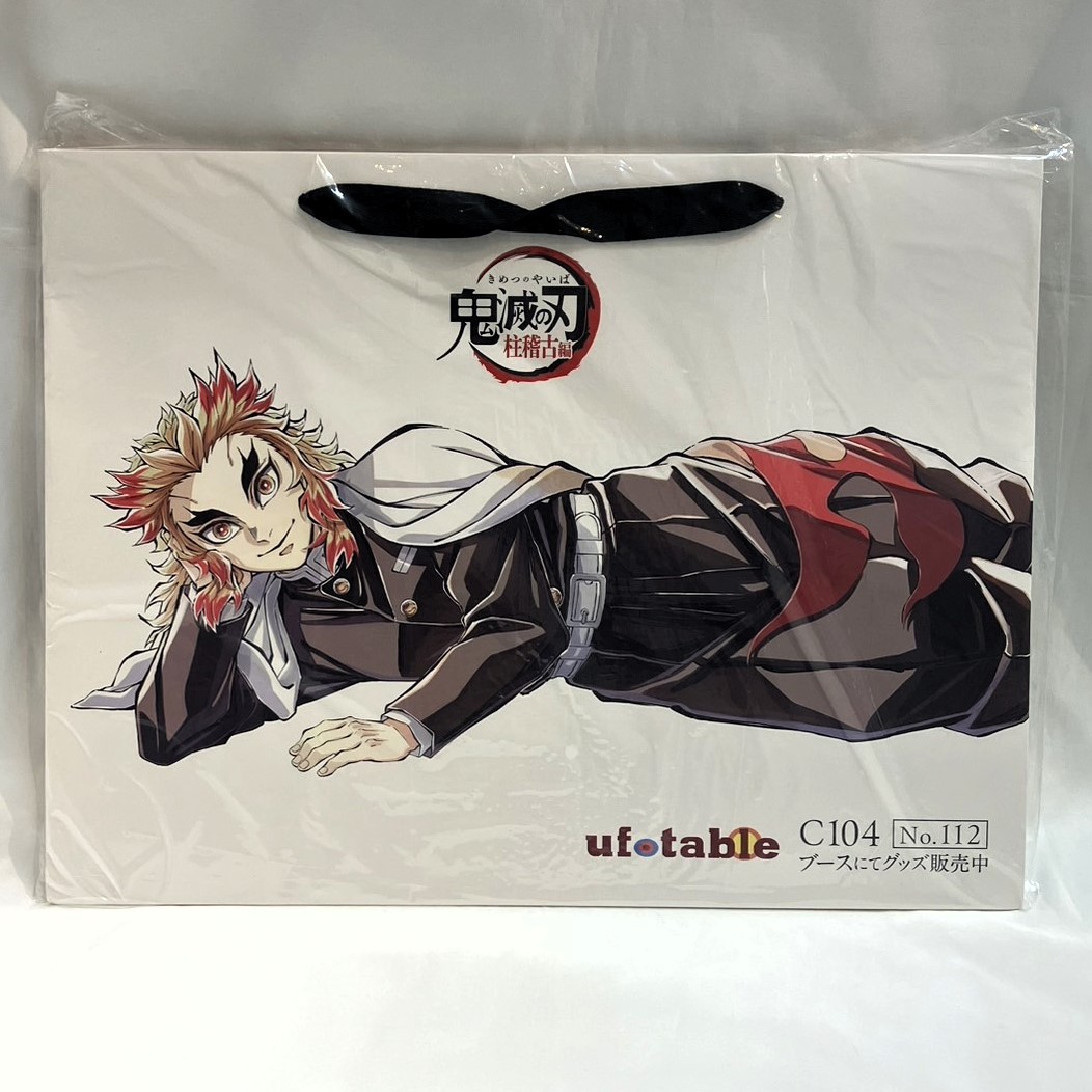 C104 Demon Slayer: Kimetsu no Yaiba Hashira Training Edition Rengoku Kyojuro Lying Down 100mm Can Badge & Instax-style Bromide & Mini Shopper Set Rengoku Kyojuro
