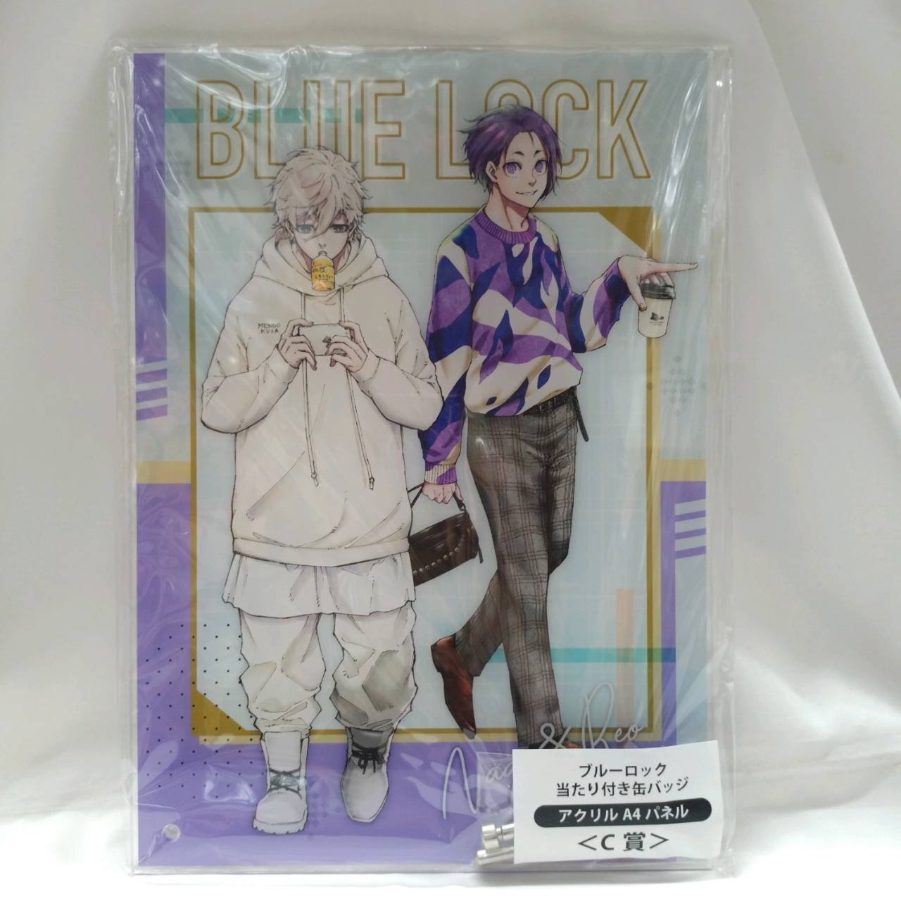 Blue Lock A hit Button Badges Φ75mm Prize C acrylic A4 panel Seishiro Nagi & Reo Mikage