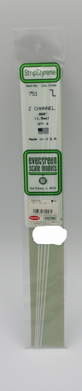 evergreen scale models Polystyrene Z Channel 1.5mm